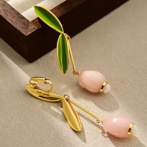 kate spade ♠️ best buds tulip linear clip-on statement earrings - Picture 3 of 5